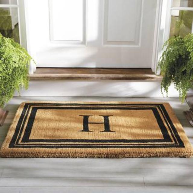 Monogrammed Letter "B" Coco Border Door Mat