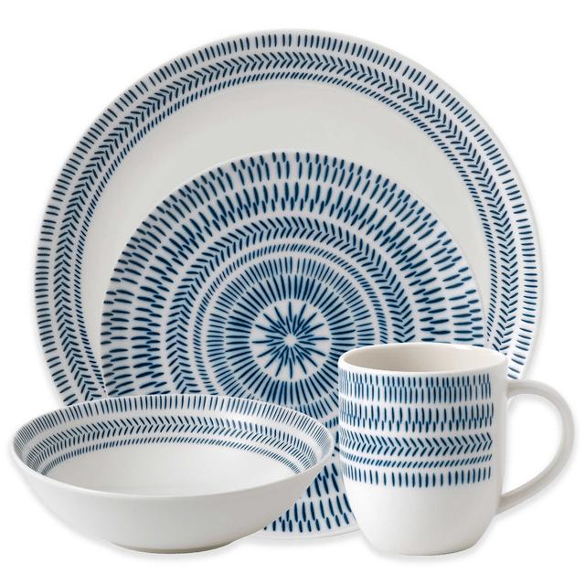ED Ellen DeGeneres Crafted by Royal Doulton® Dark Blue Chevron 16-Piece Dinnerware Set