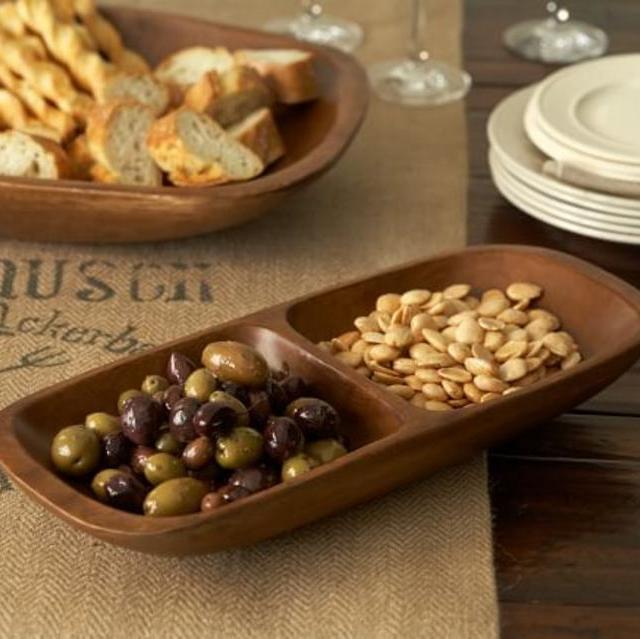 Vintage Wood Snack Bowl