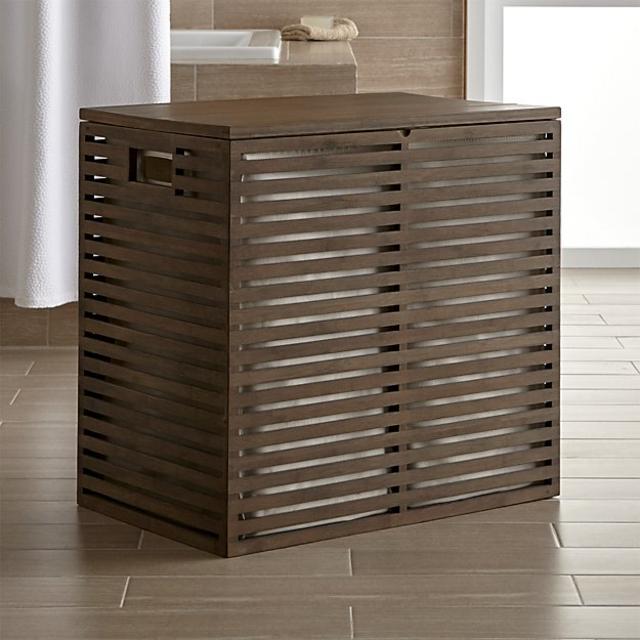 Crate and Barrel Dixon Large Bamboo Hamper with Liner