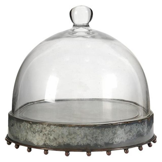 Metal Plate with Glass Dome - Clear (8.5"x7.5")