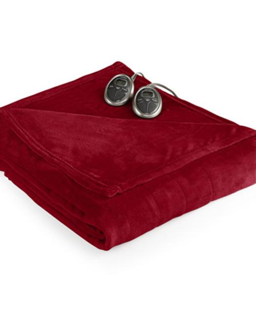 Slumber Rest Velvet Plush Heated Twin Blanket by Sunbeam
