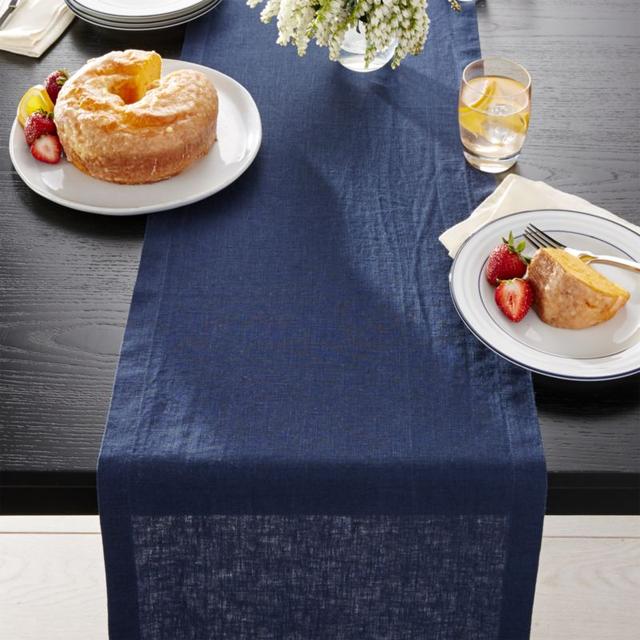 Helena Indigo Blue Linen 90" Table Runner