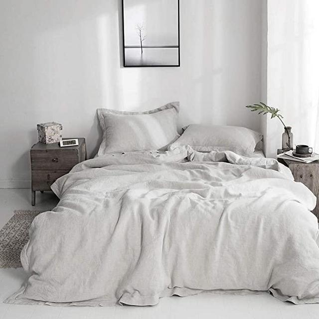 Simple and Opulence 100% Linen Duvet Cover-Grey