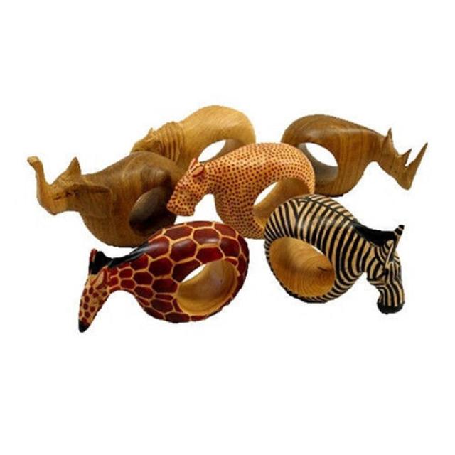 Wooden animal napkin rings, Kenyan napkin rings