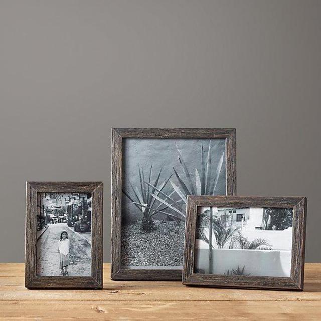 Weathered Oak Narrow Tabletop Frame - Black