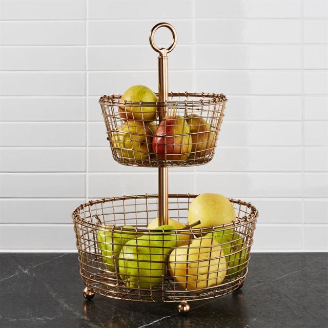 Rustic 2-Tier Copper Fruit Basket