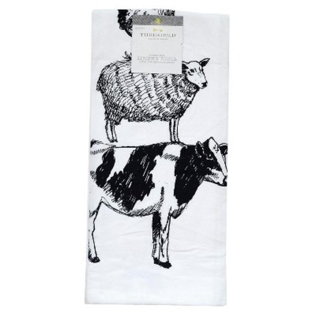 White Farm Animal Flour Sack Kitchen Towel Kitchen Towel - Threshold™