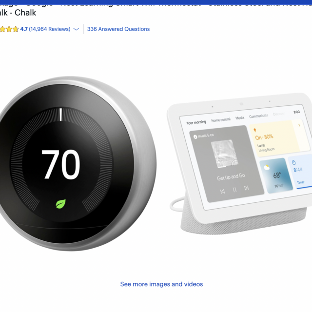 Package - Google - Nest Learning Smart Wifi Thermostat - Stainless Steel and Nest Hub 7" Chalk - Chalk