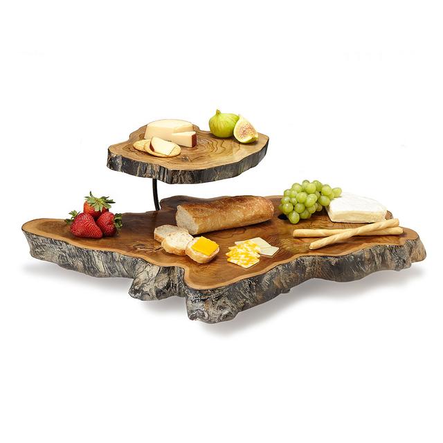 Double Tiered Teak Root Serving Platter