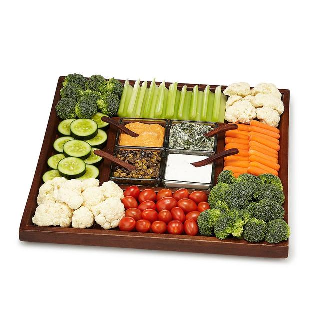 Mango Wood Platter with Dipping Bowls