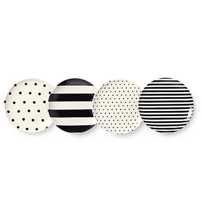 kate spade new york Raise a Glass 4-Piece Melamine Coaster Set in Black/White