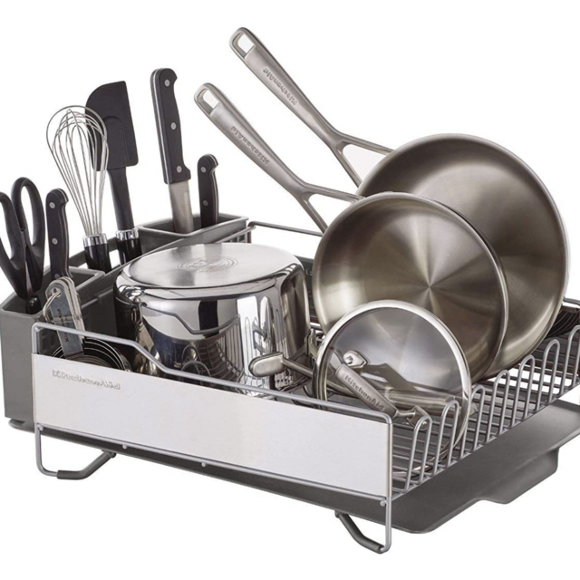 KitchenAid KNS896BXGRA Full Size Dish Rack, Light Grey