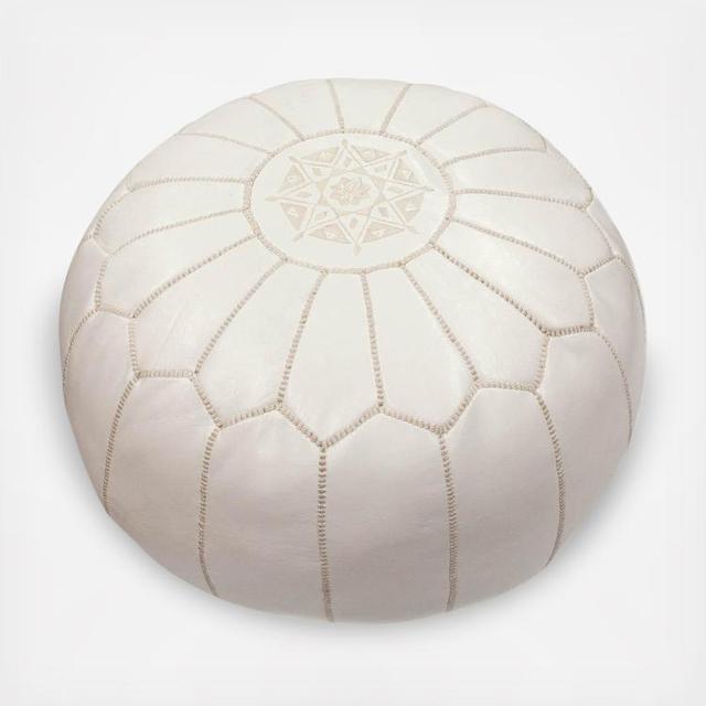 Handmade Moroccan Ottoman Pouf (White)
