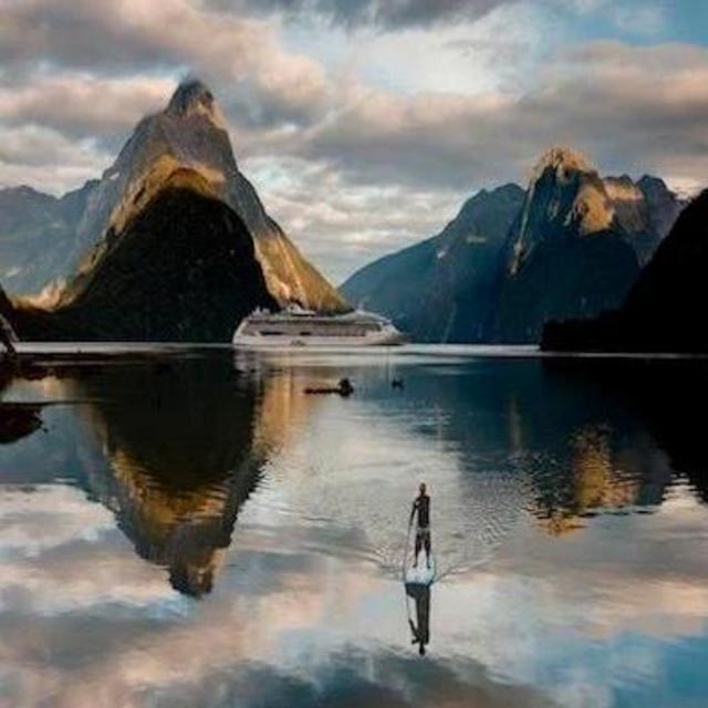 Paddleboarding on Milford Sound