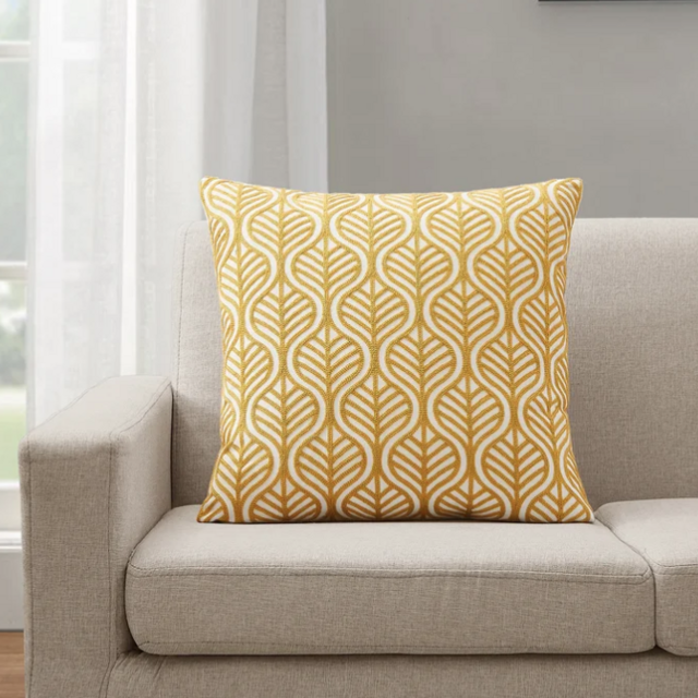 Square Cotton Pillow Cover - Yellow