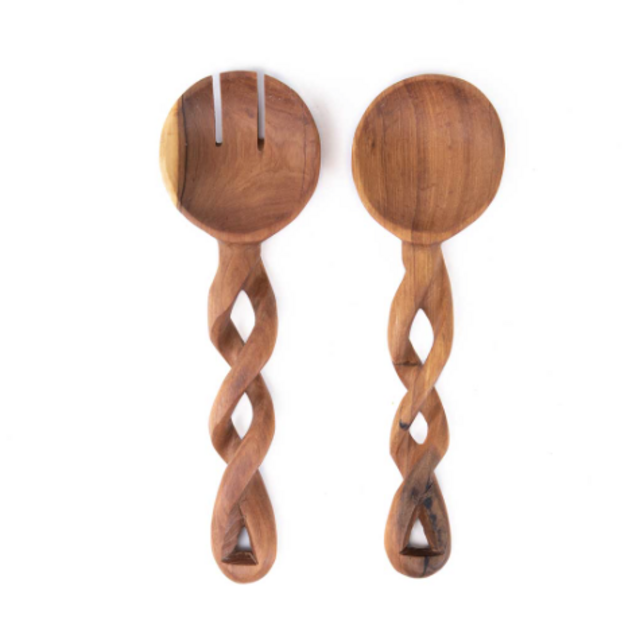 TWISTED WOOD SALAD SERVERS