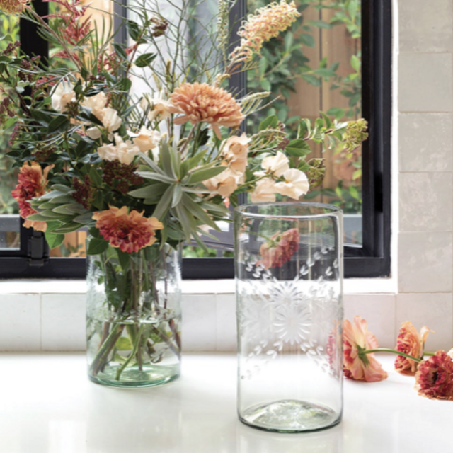 Etched Glass Vase - Large