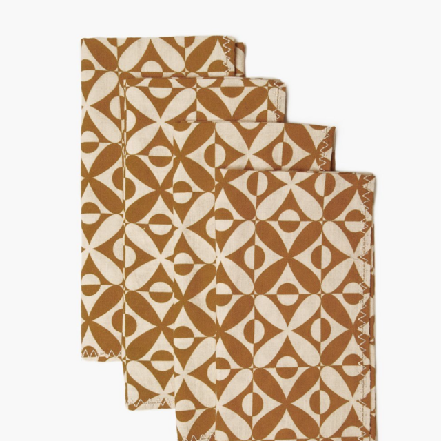 Roasted Pecan Mod Tile Print Napkin Set