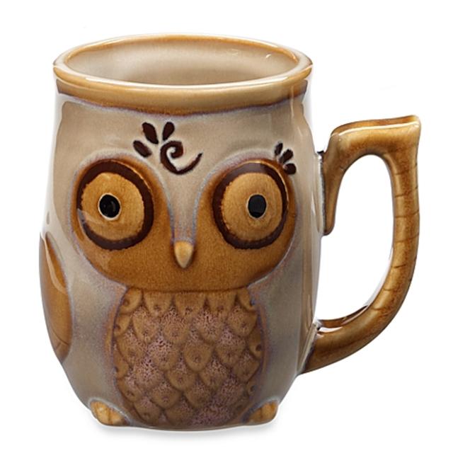 Gibson Home Nature's Owl 12-Ounce Mug in Cream