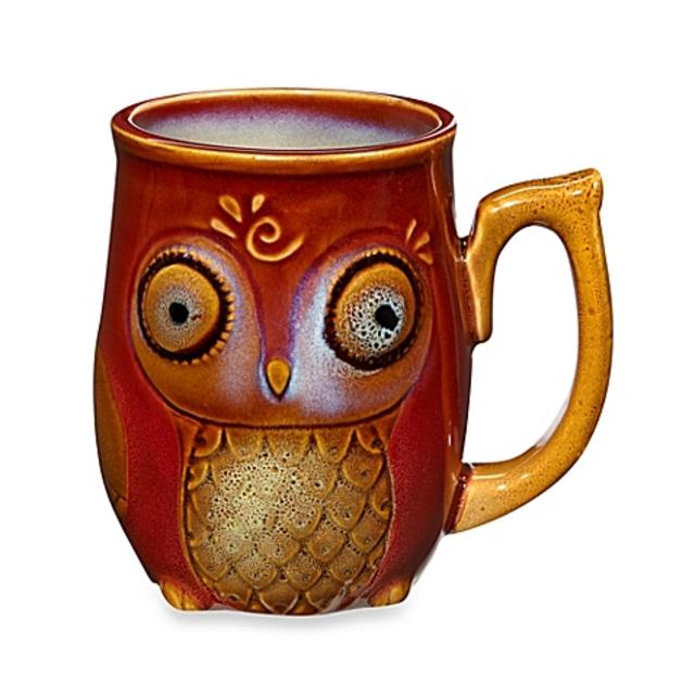 Gibson Home Nature's Owl 12-Ounce Mug in Red