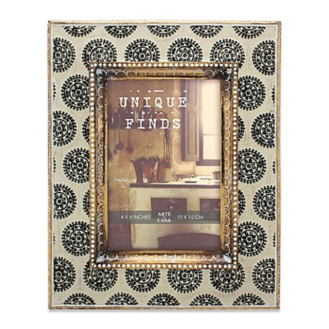 Arte de Casa Argento Medallion 4-Inch x 6-Inch Frame in Black and White