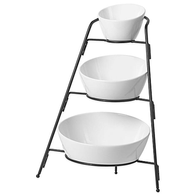 B.Smith 3-Tier Appetizer Bowls with Metal Stand