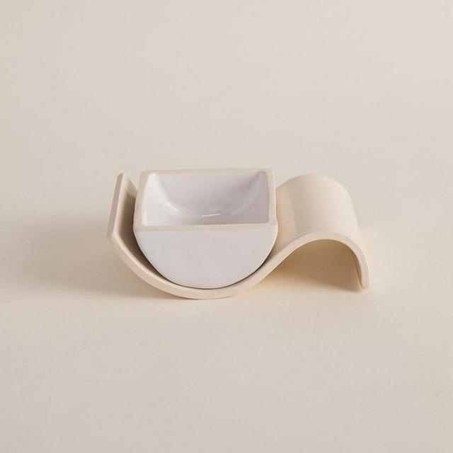 Williwaw Salt Cellar & Spoon Rest Set, White