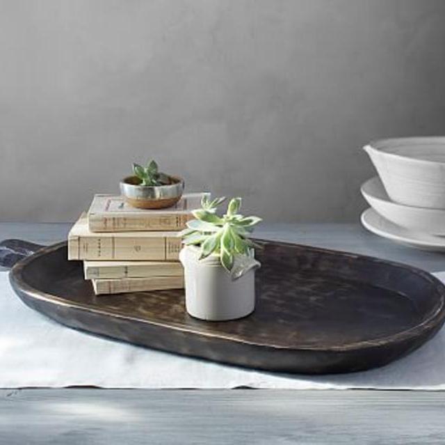 Dark Wood Dough Bowl