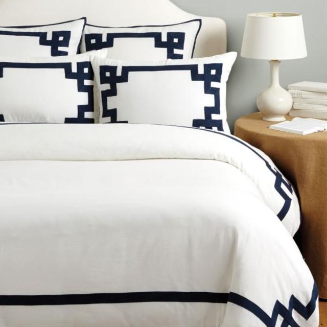 Suzanne Kasler Greek Key Duvet Cover Tan King