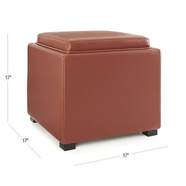 Stow Persimmon 17" Leather Storage Ottoman