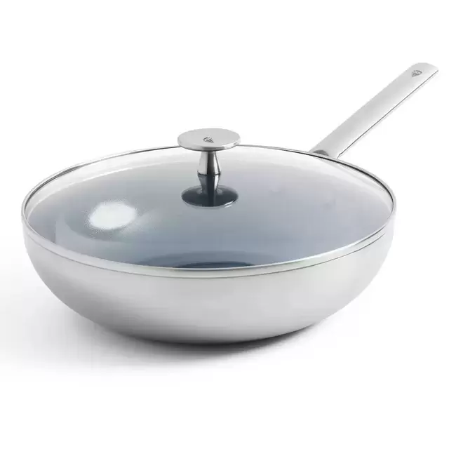 Blue Diamond Tri-Ply Stainless Steel Ceramic Nonstick 11-in. Wok Pan with Lid