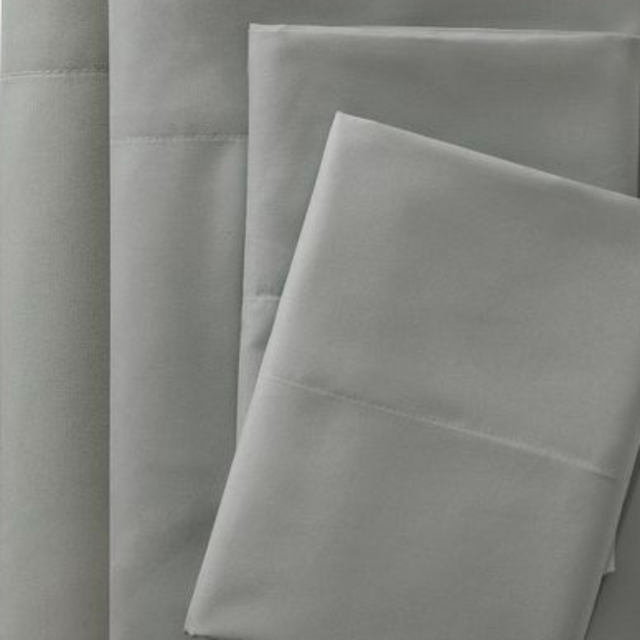 Microfiber Solid Sheet Set (Queen, Gray)