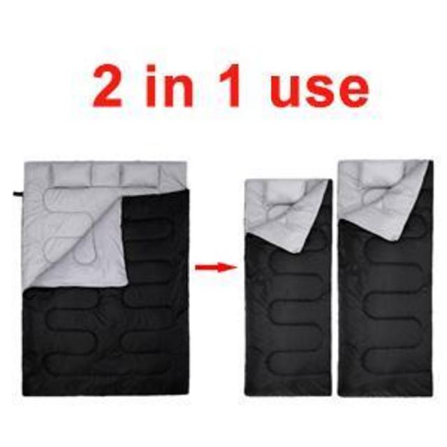 Ohuhu Double Sleeping Bag with 2 Pillows, Waterproof Lightweight 2 Person Adults Sleeping Bag for Camping, Backpacking, Hiking, with Carrying Bag