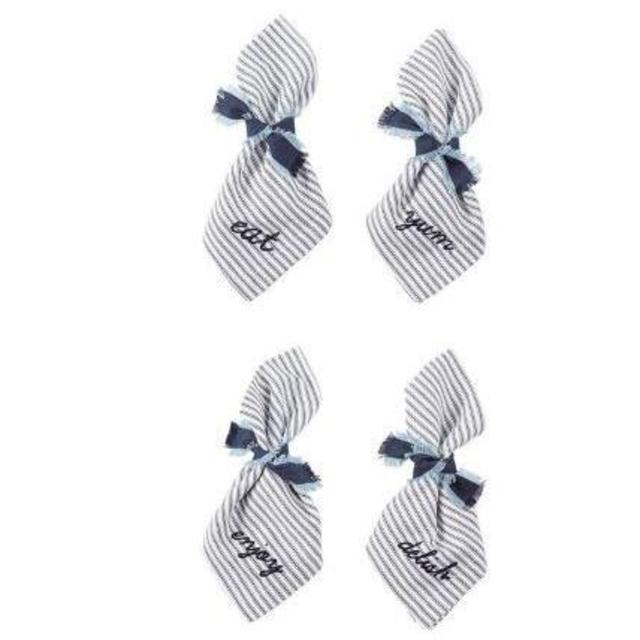 FRENCH TICKING EMBROIDERED BISTRO DINNER NAPKIN SET
