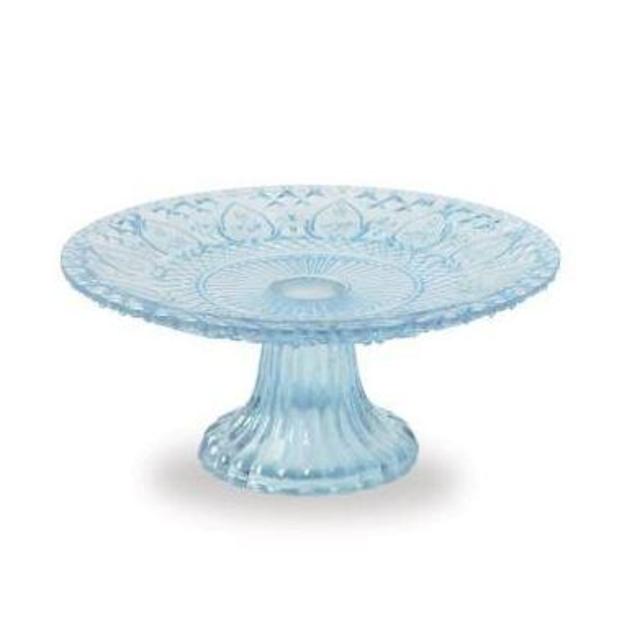 BLUE TEXTURED GLASS PEDESTAL STAND