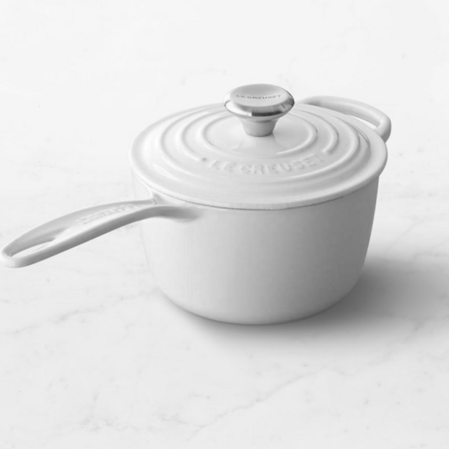 Le Creuset Signature Enameled Cast Iron Saucepan in White