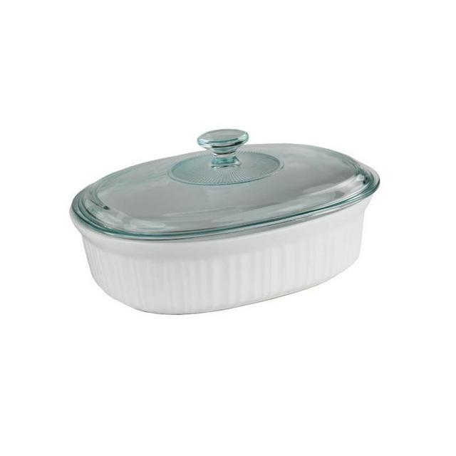 Corningware French White 2.5 Quart Oval Baking Dish with Glass Lid