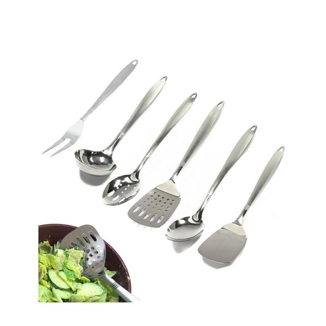 6 Stainless Steel Kitchen Cooking Utensil Set Serving Tools Server Spatula Spoon