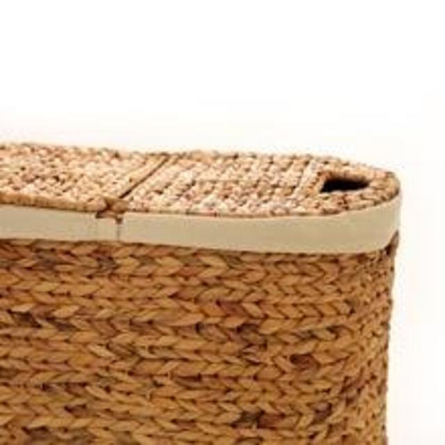Seville Classics Water Hyacinth Oval Double Hamper, Hand-Woven