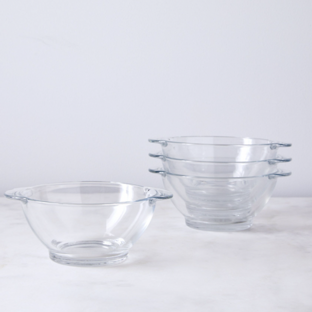 French Glass Dinnerware - Clear Bowls with Handles