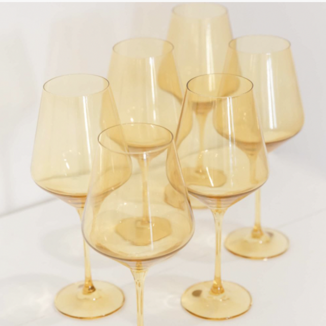 Estelle Colored Glass Stemmed Wine Glass - YELLOW