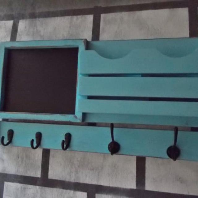 Mail Organizer/Corkboard Message Center/Coat Hook Rack