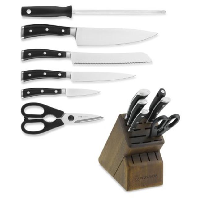 Wüsthof Classic Ikon 7-Piece Block Knife Set, Walnut Block