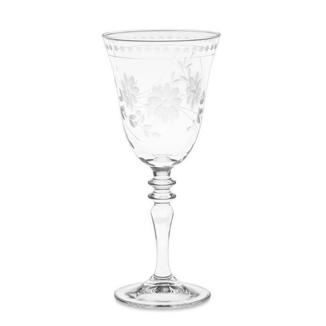 Vintage Etched Wine Glasses, Set of 4