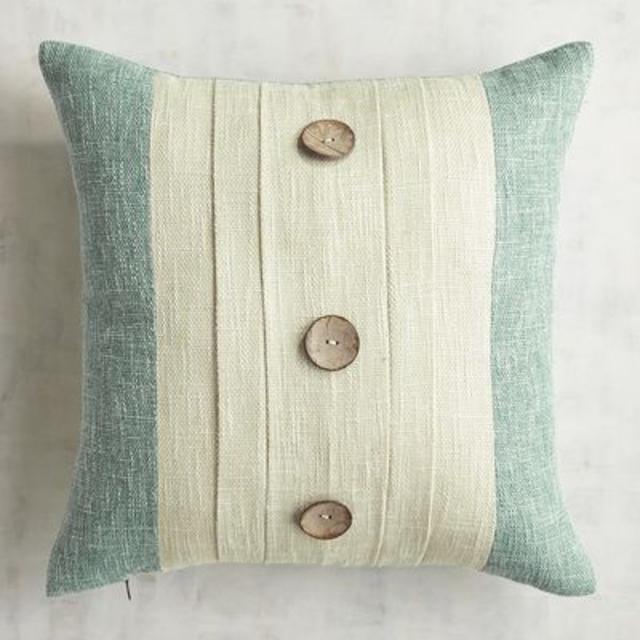 Coastal Pleated Teal Pillow