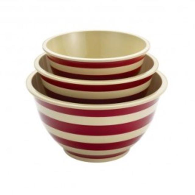 Signature Pantryware 3-Piece Mixing Bowl Set Red Stripe