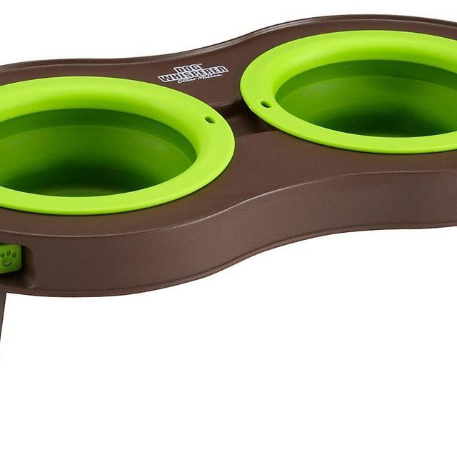 Dog Whisperer Collapsible/Expandable Pet Feeder - Brown & Green - Small