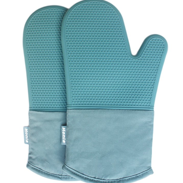 Honla Silicone Oven Mitts - Heat Resistant to 500° F,1 Pair of Non-Slip Kitchen Oven Gloves for Cooking,Baking,Grilling,Barbecue Potholders,Teal