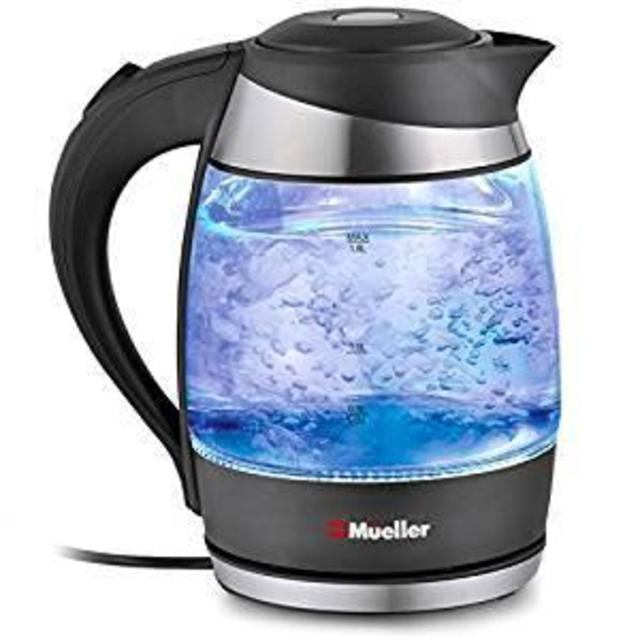 Mueller Austria Electric Kettle Water Heater with SpeedBoil Tech, Glass Tea, Coffee Pot 1.8 Liter Cordless with LED Light, Borosilicate BPA-Free with Auto Shut-Off, and Boil-Dry Protection